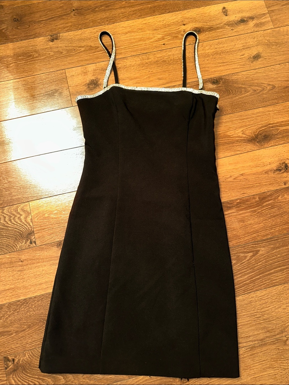 Dynamite Square Neck Rhinestone Mini Dress - Picture 3 of 7
